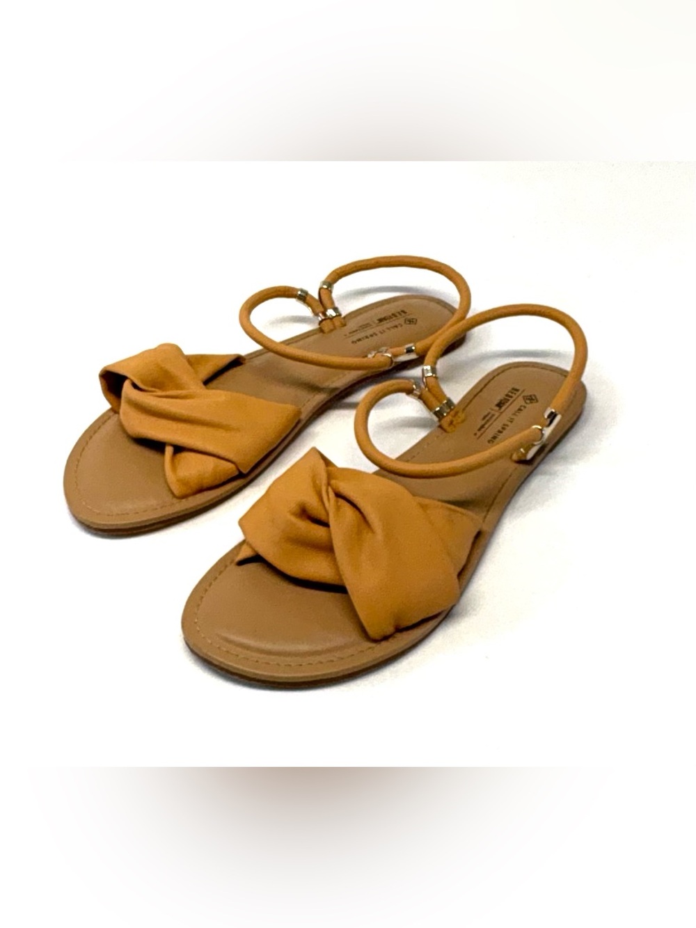 Call It Spring Mustard Knot Front Ankle-Strap Sandals Size 7.5